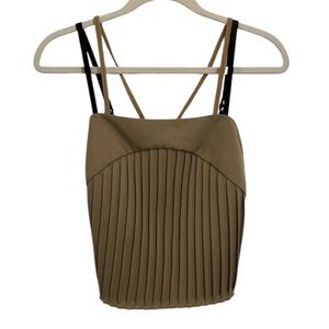 Zemeta Always Sleek Top - Beige Small Pleated Corset Top Black Strap Revolve S